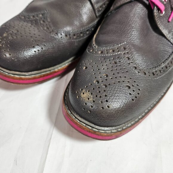 Cole Haan Wingtip Oxfords Gray and Pink Shoes Men\'s Size 10.5 Loafers C11078 main image 8